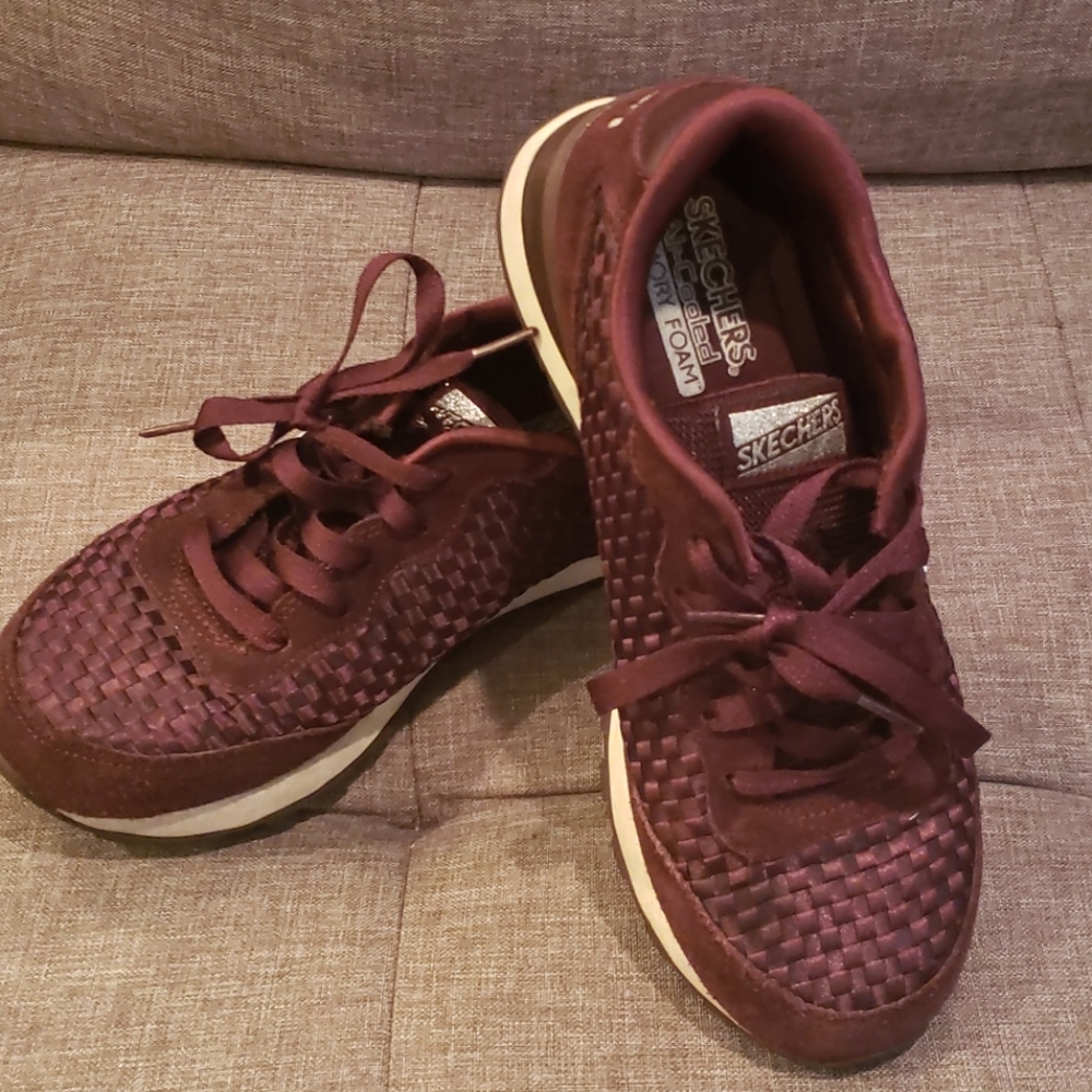 Burgundy Weave Skechers With Memory Foam - image 1